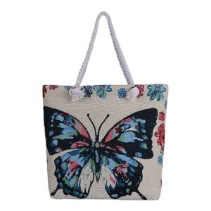 Butterfly Canvas Tote Bag - Multicolor
